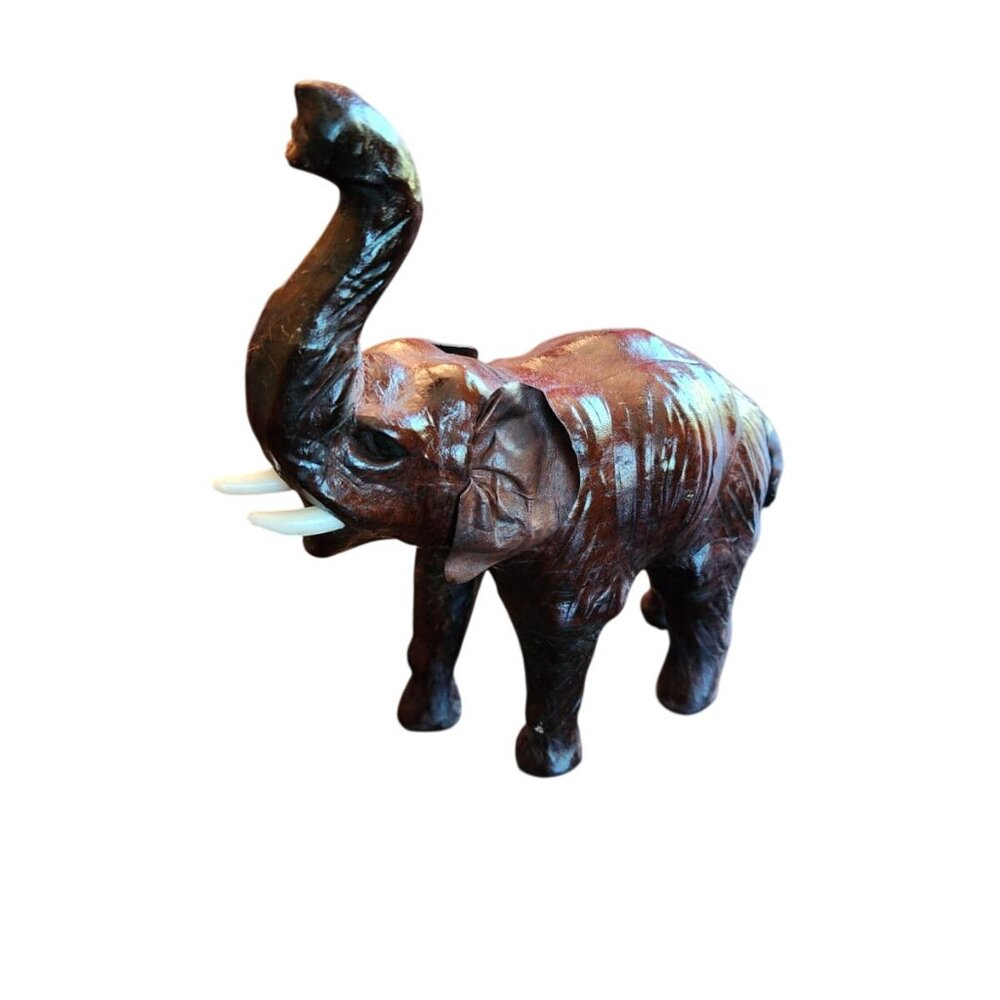 A wonderful mid 20th century Vintage Elephant –Brown Leather Statement Piece - Picture 3 of 11